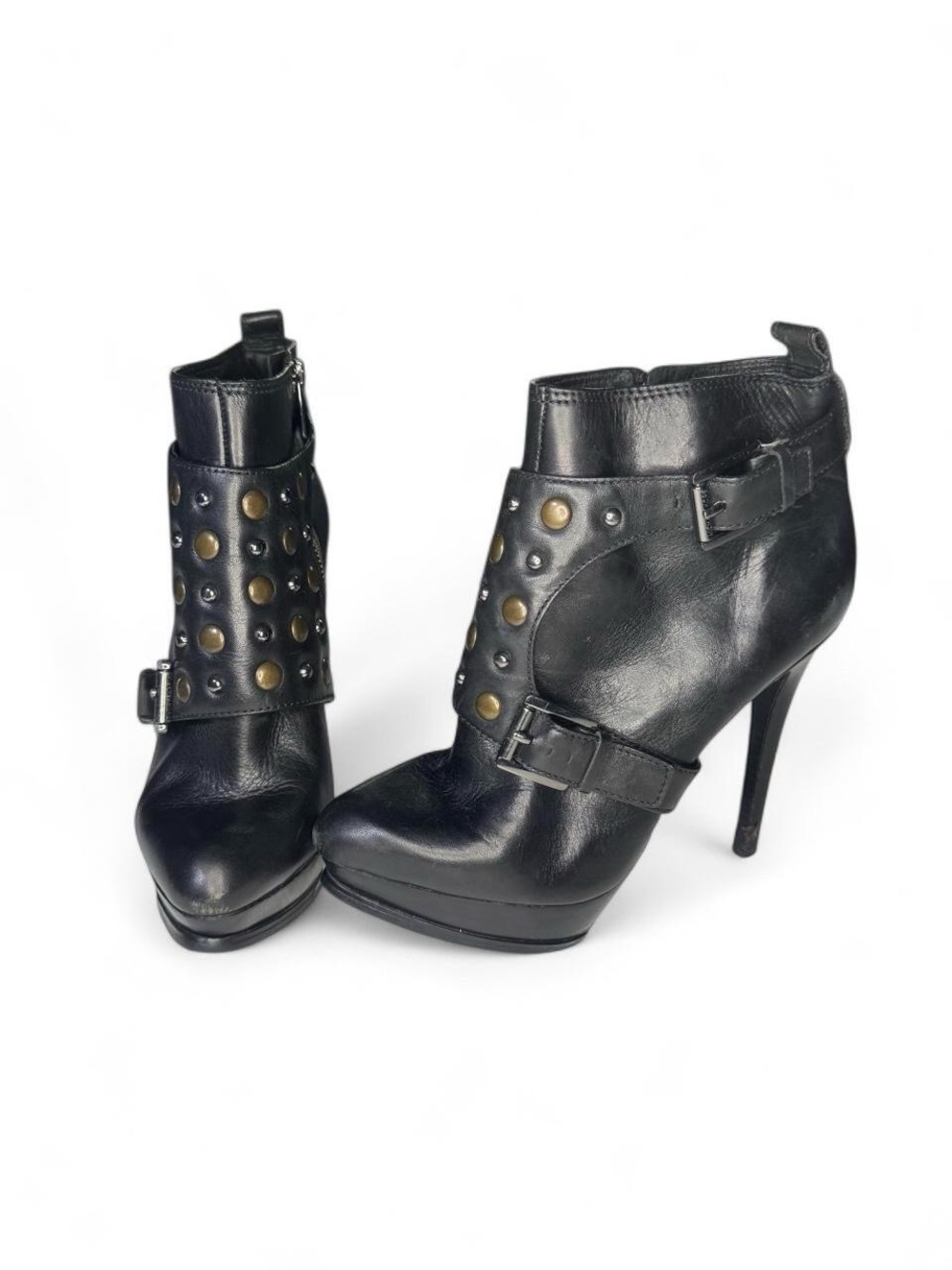 MICHAEL Michael Kors Black Studded Leather Stiletto Booties | 7.5M
